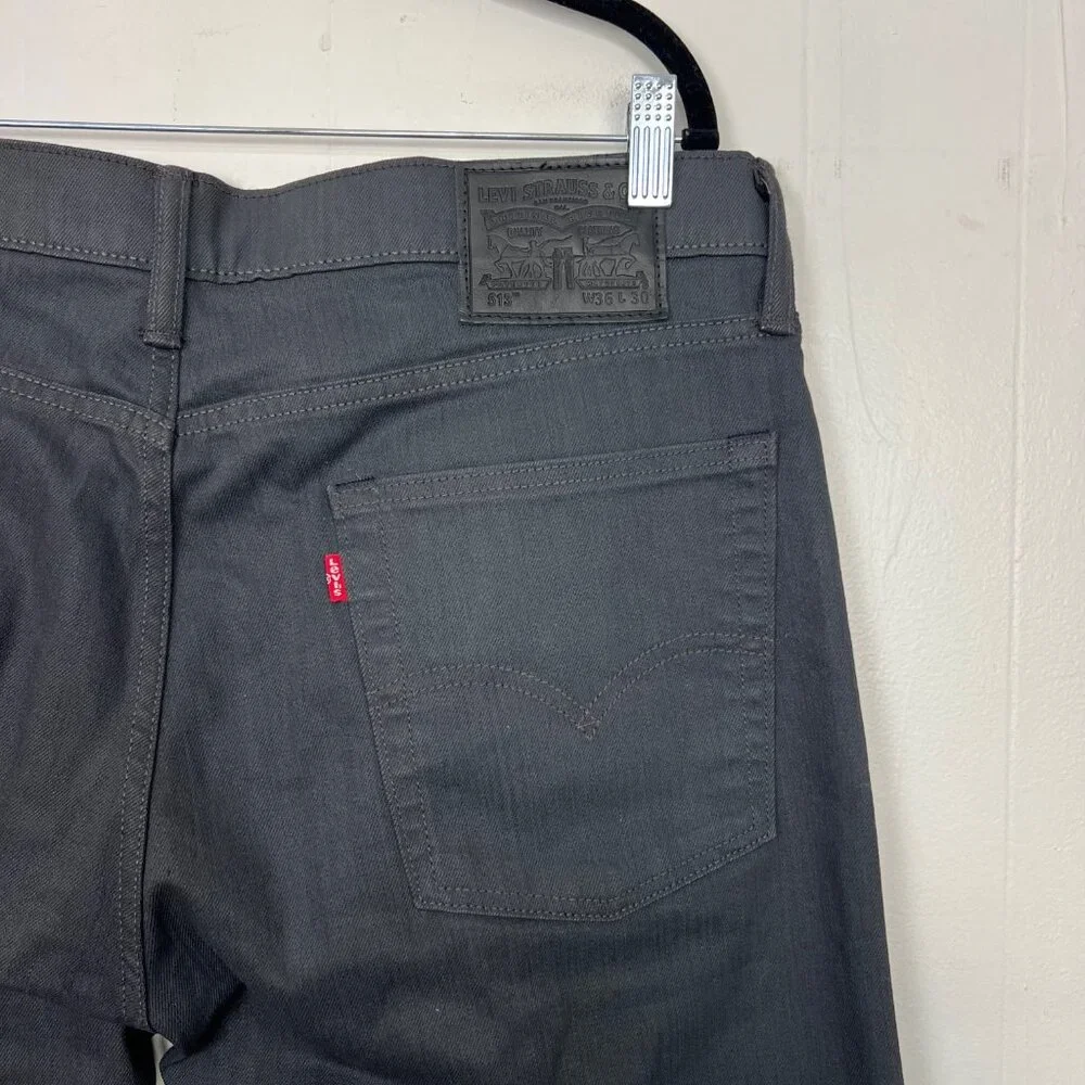 Levi's 513 Slim Straight Jeans Coated Denim Grey Men's Size 36x30‎